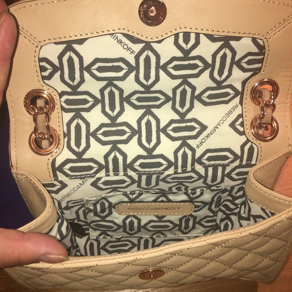 Rebecca Minkoff Quilted Mini Affair Shoulder Bag in Biscuit color. - Picture 9 of 17